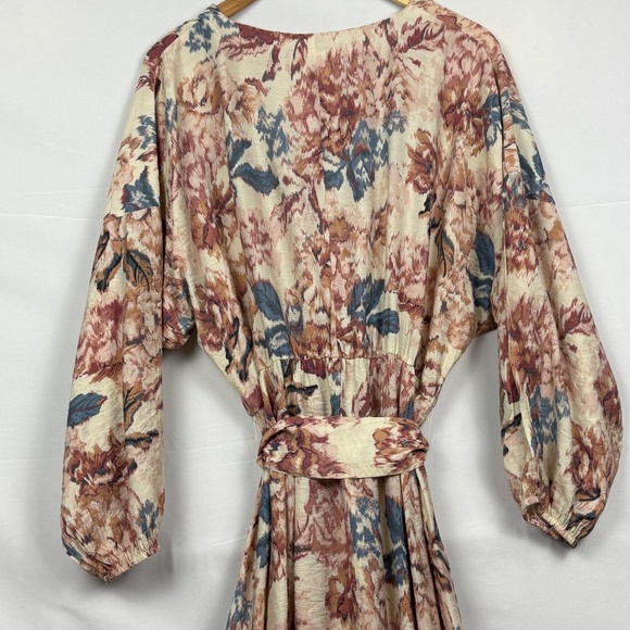 H&M Women's Romantic Floral Watercolor Maxi Dress Tiered Sz L Wedding Guest - Picture 8 of 14